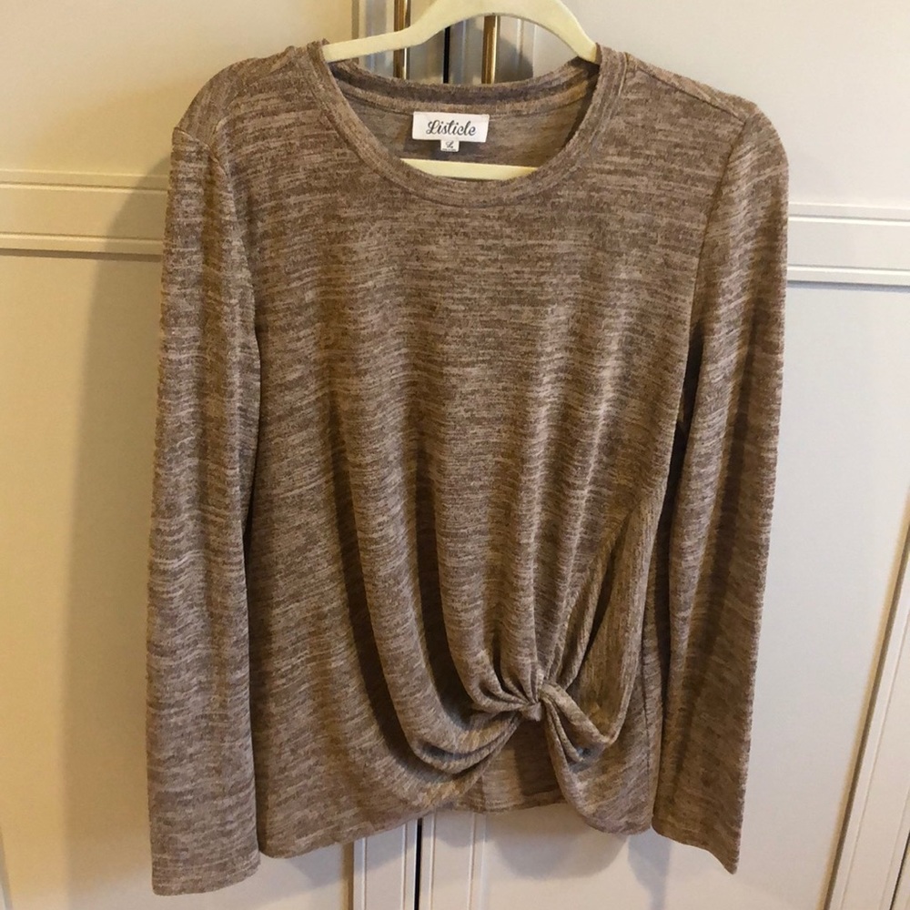 Listicle brown knot front sweater